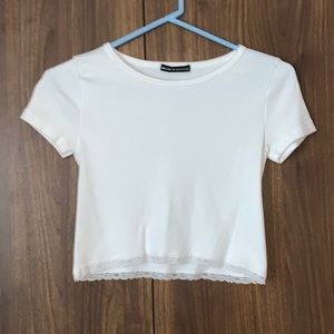 Brandy Melville white lace hem tee!